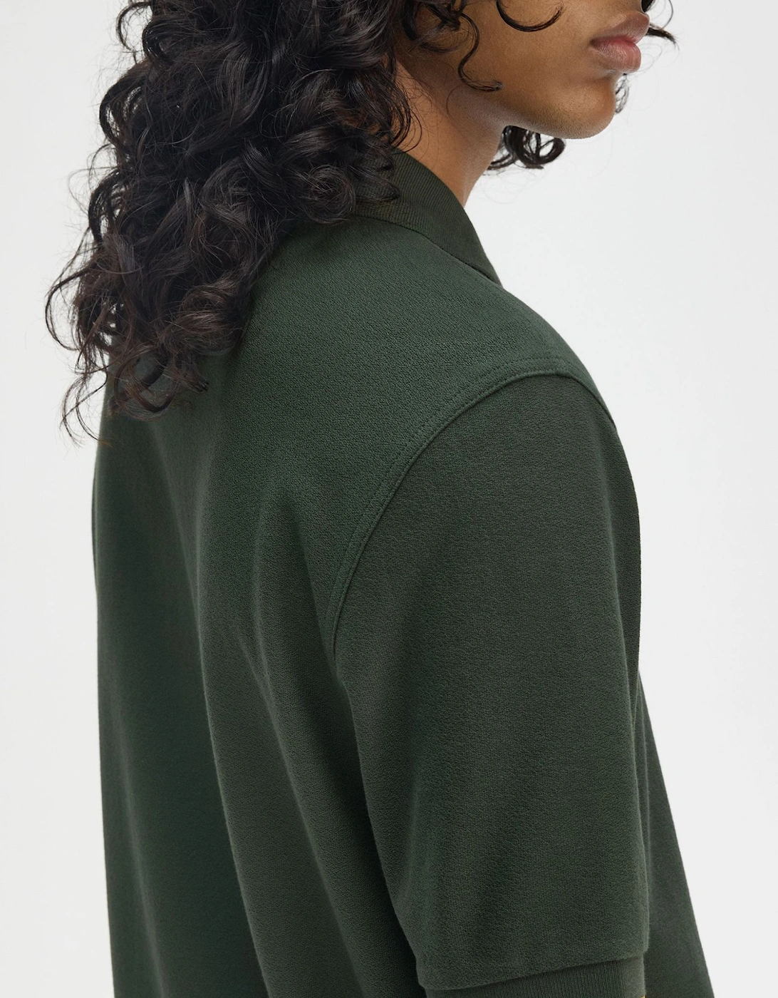 M9886 Crepe Pique Zip Neck Shirt - Court Green
