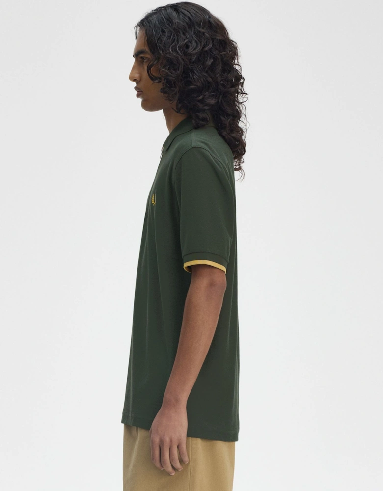 M9886 Crepe Pique Zip Neck Shirt - Court Green