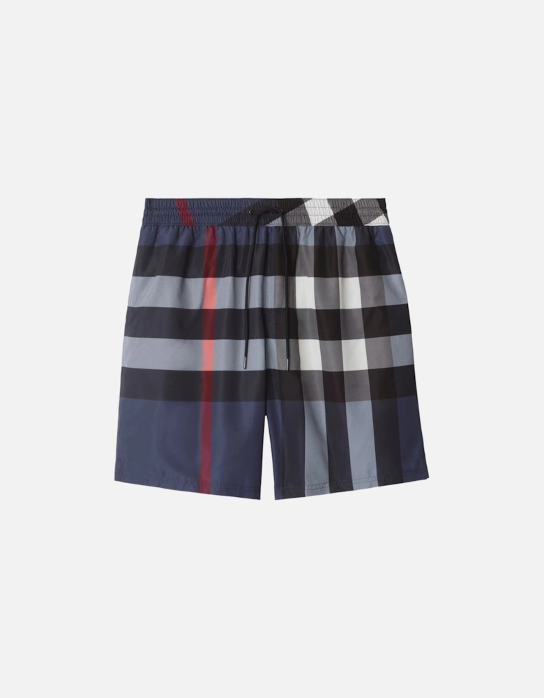 Check Swim Shorts in Navy Blue