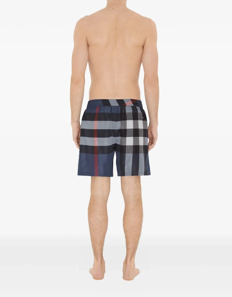 Check Swim Shorts in Navy Blue