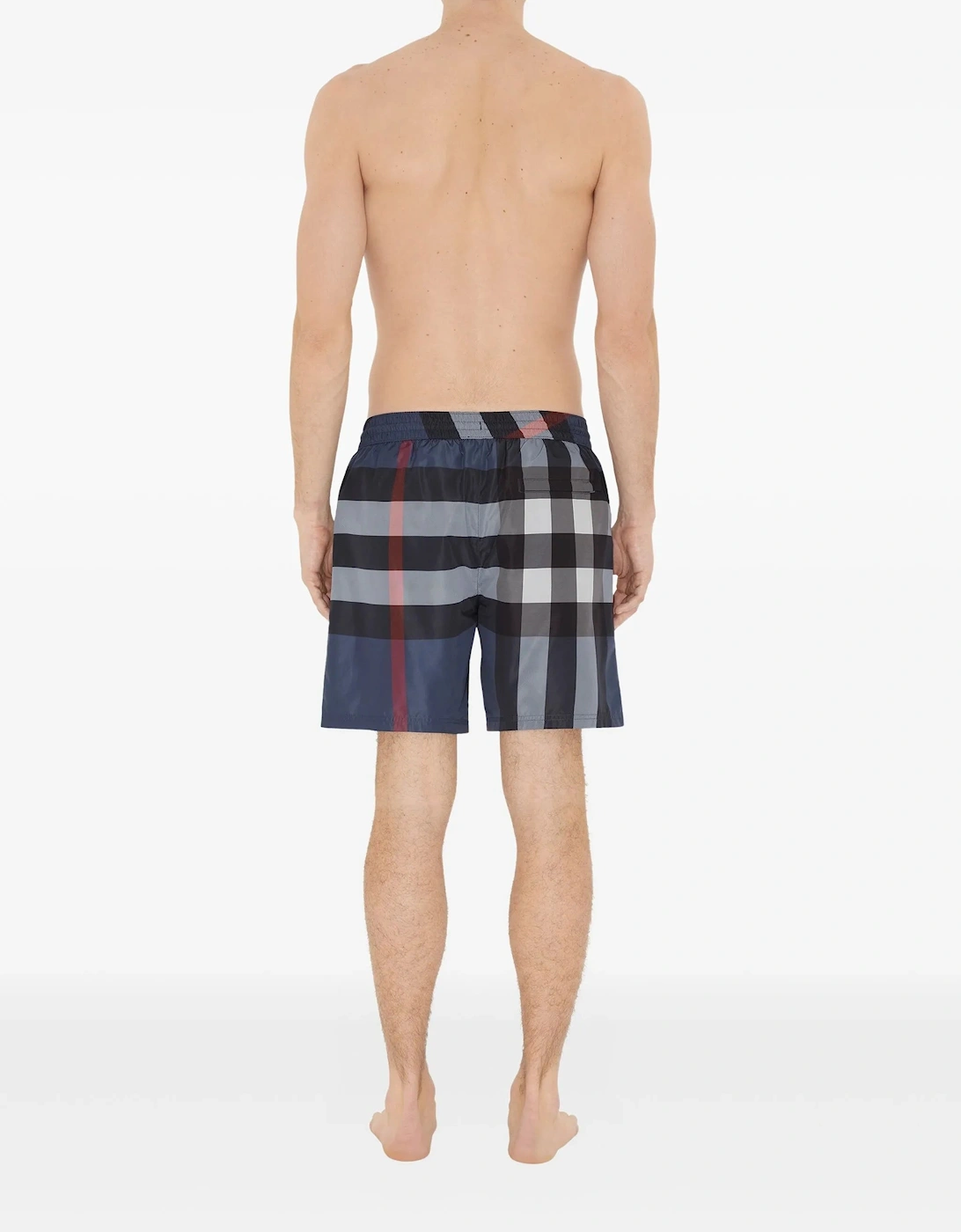 Check Swim Shorts in Navy Blue