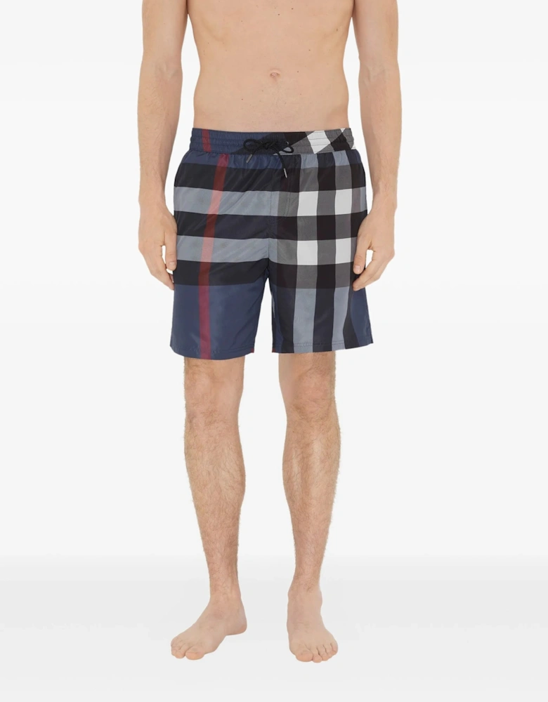 Check Swim Shorts in Navy Blue