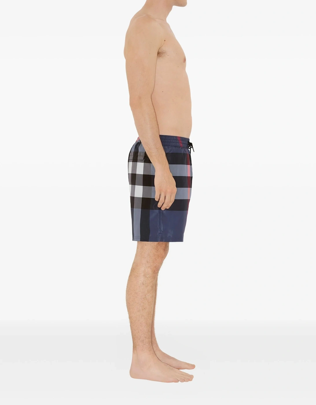 Check Swim Shorts in Navy Blue