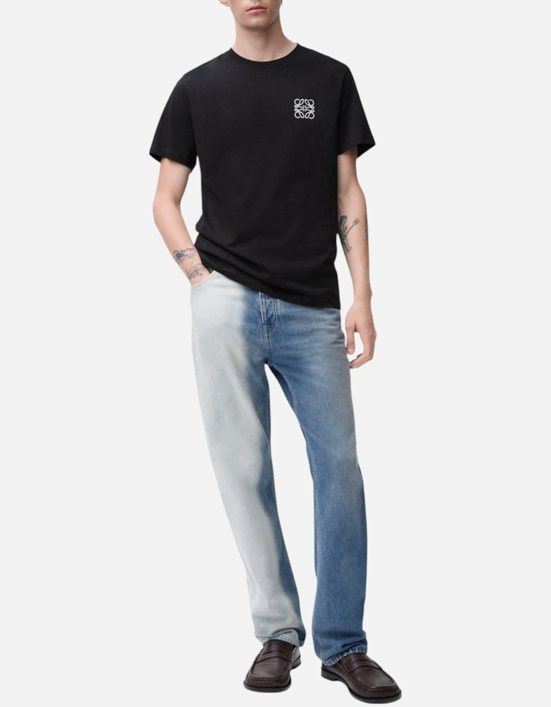 Mens T Shirts Two-Tone Anagram Embroidery Crew Neck Regular Fit Cotton Tee