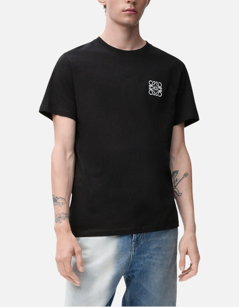 Mens T Shirts Two-Tone Anagram Embroidery Crew Neck Regular Fit Cotton Tee