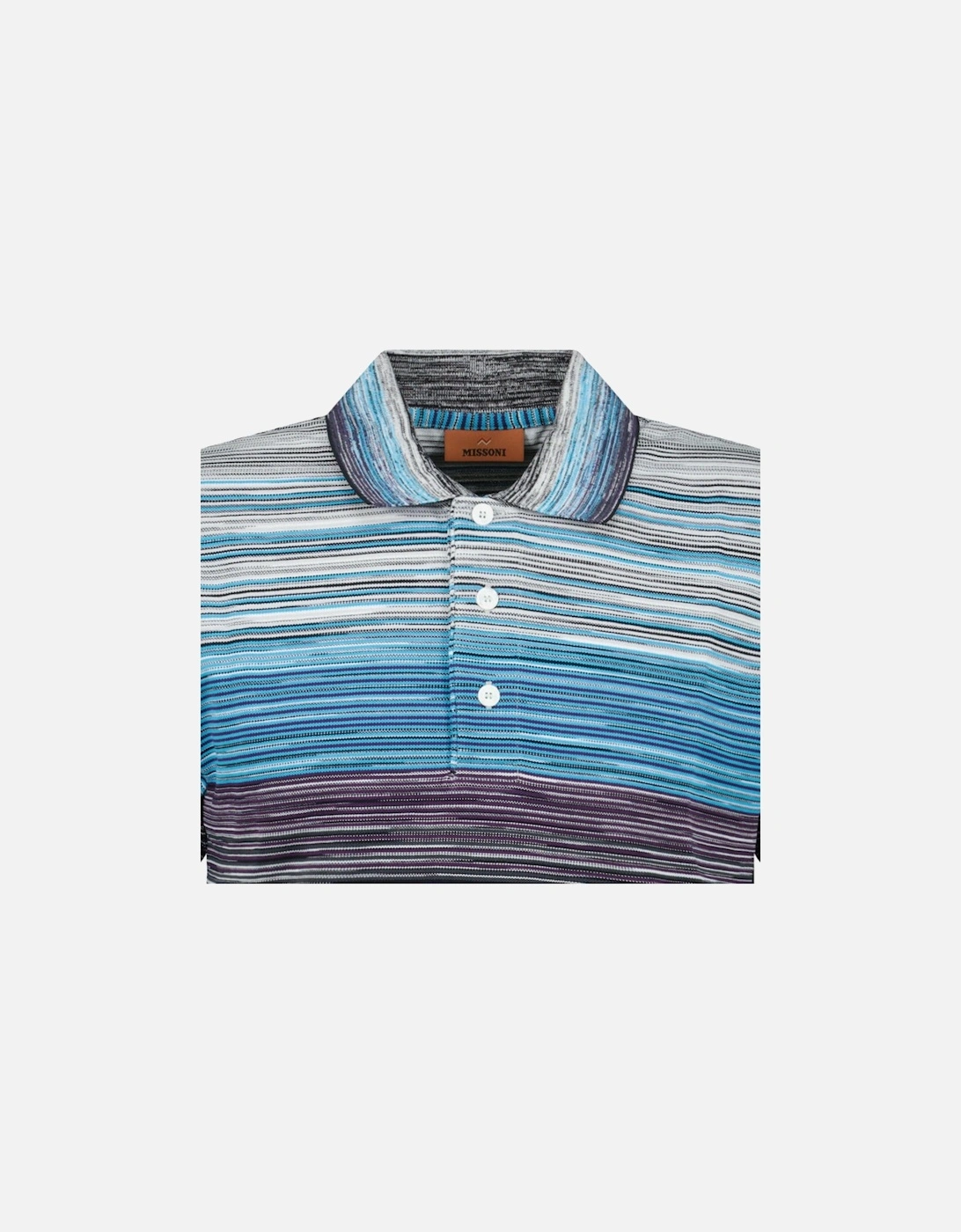 3 Button Space Dye Short Sleeve Polo Shirt Mixed Blue
