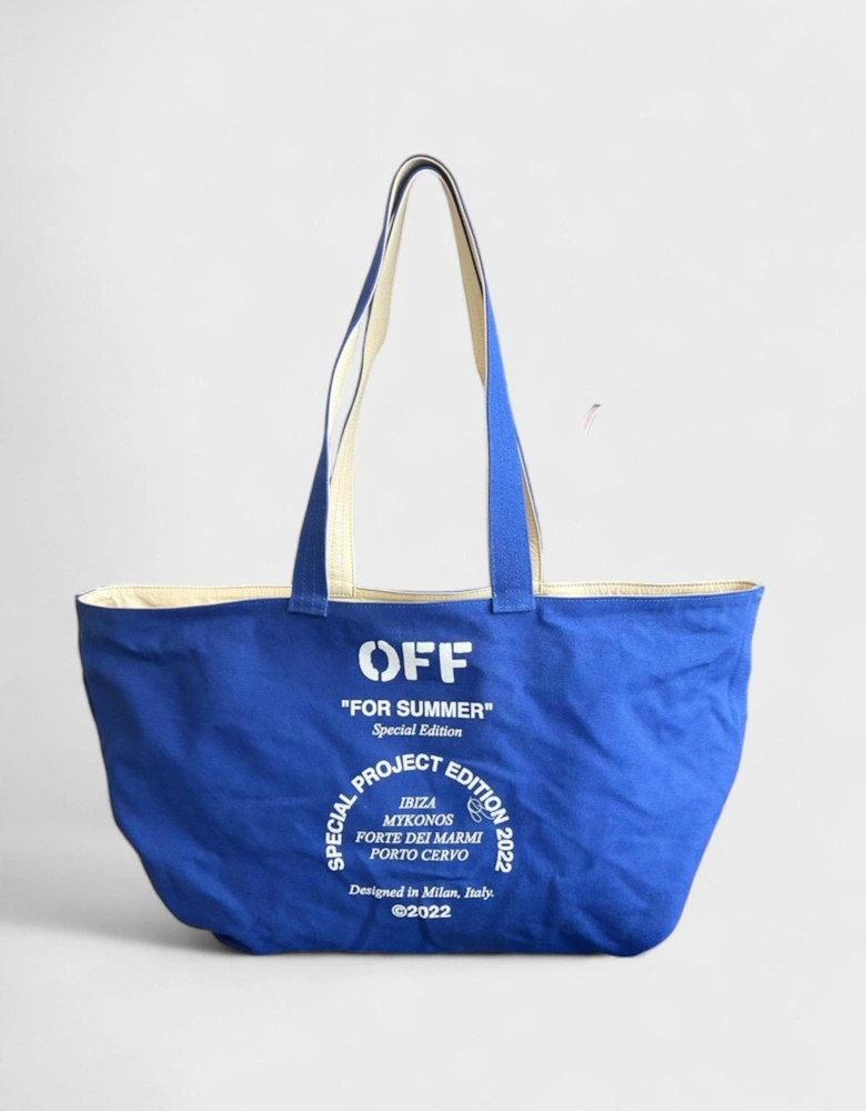 Reversible Tote Bag Beige Blue