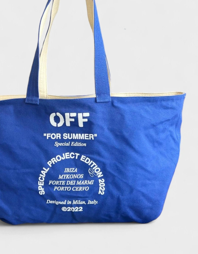 Reversible Tote Bag Beige Blue