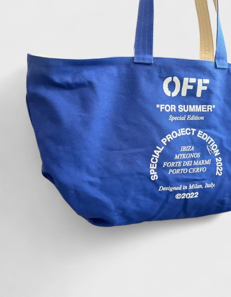 Reversible Tote Bag Beige Blue