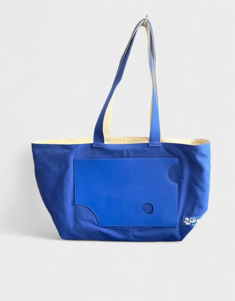 Reversible Tote Bag Beige Blue
