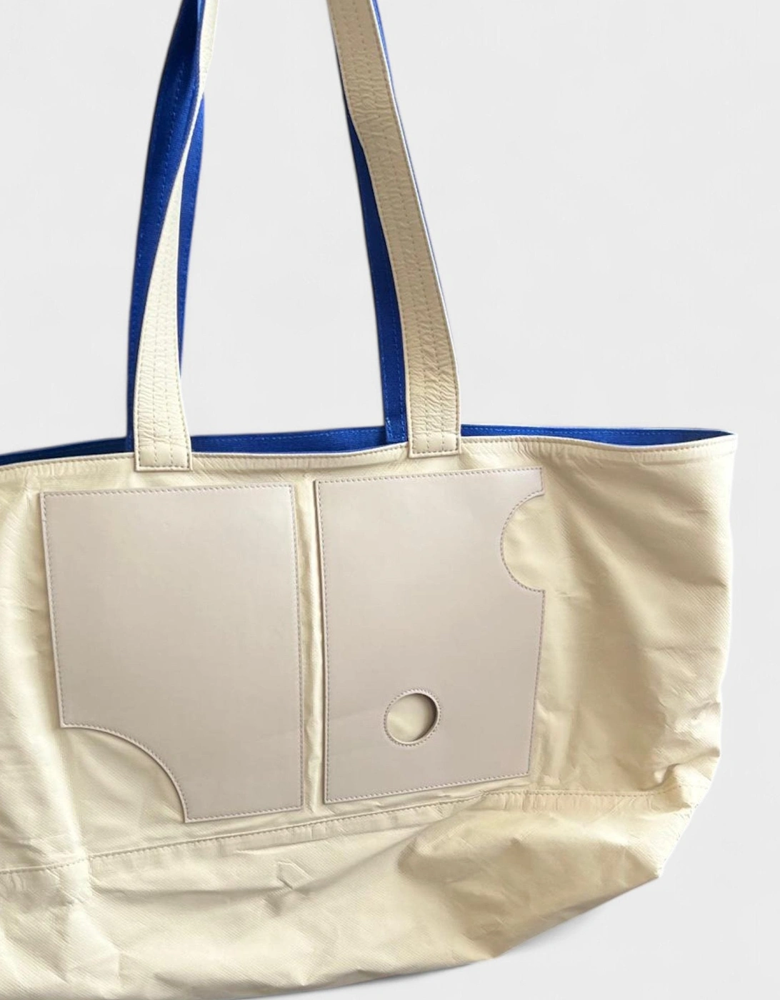 Reversible Tote Bag Beige Blue