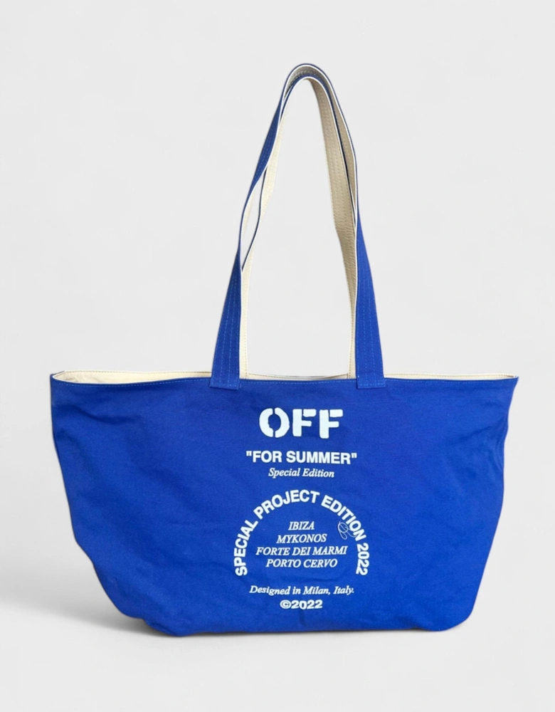 Reversible Tote Bag Beige Blue