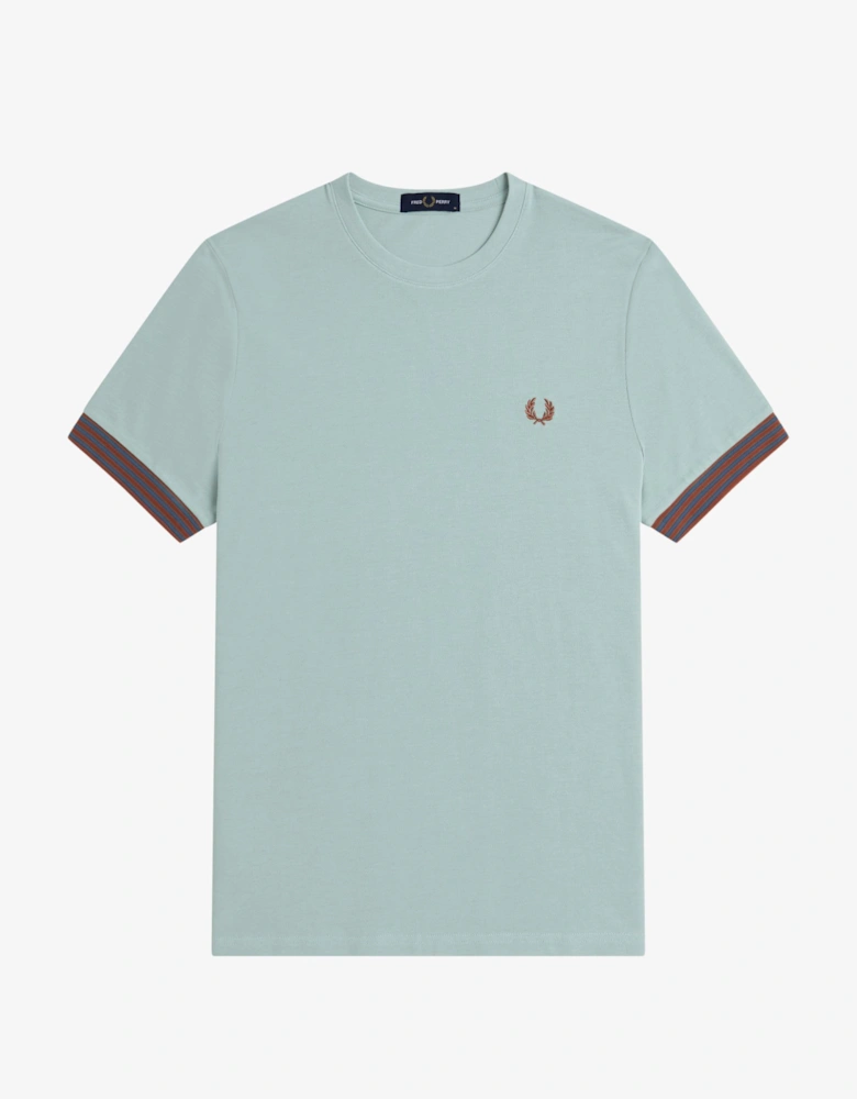 M7707 Striped Cuff T-Shirt - Silver Blue