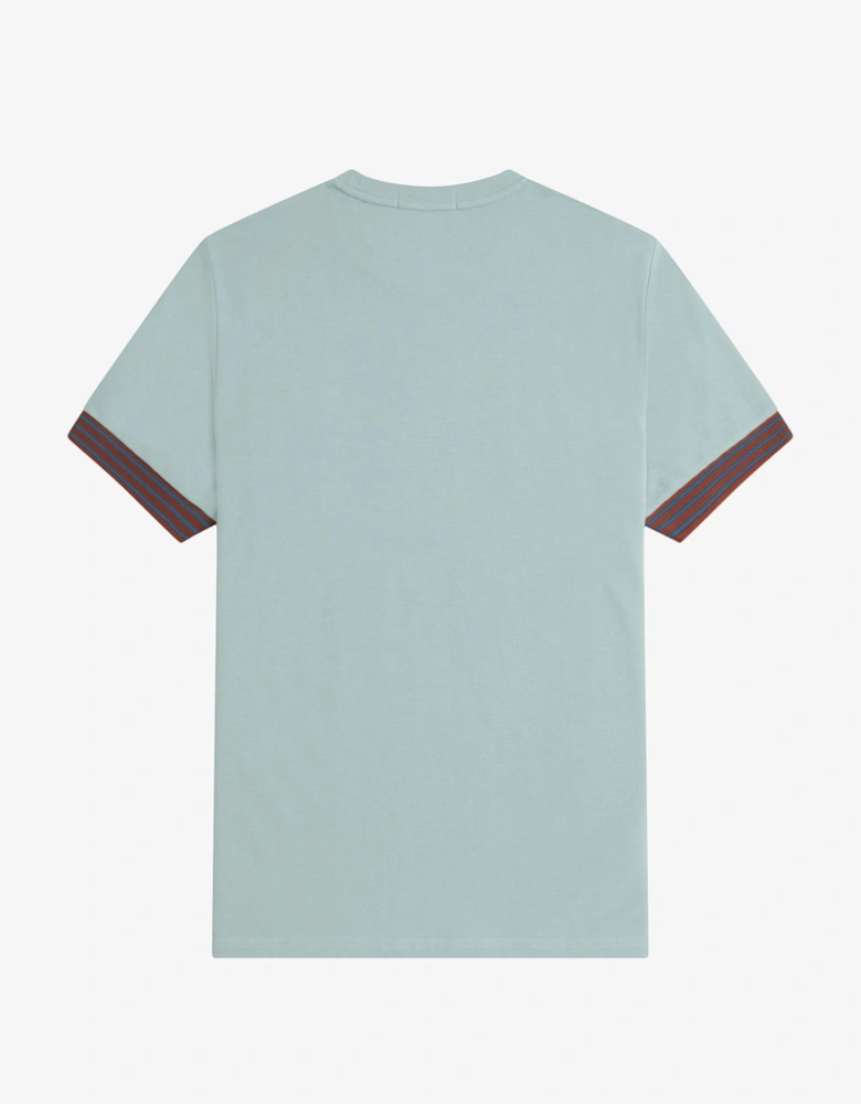 M7707 Striped Cuff T-Shirt - Silver Blue