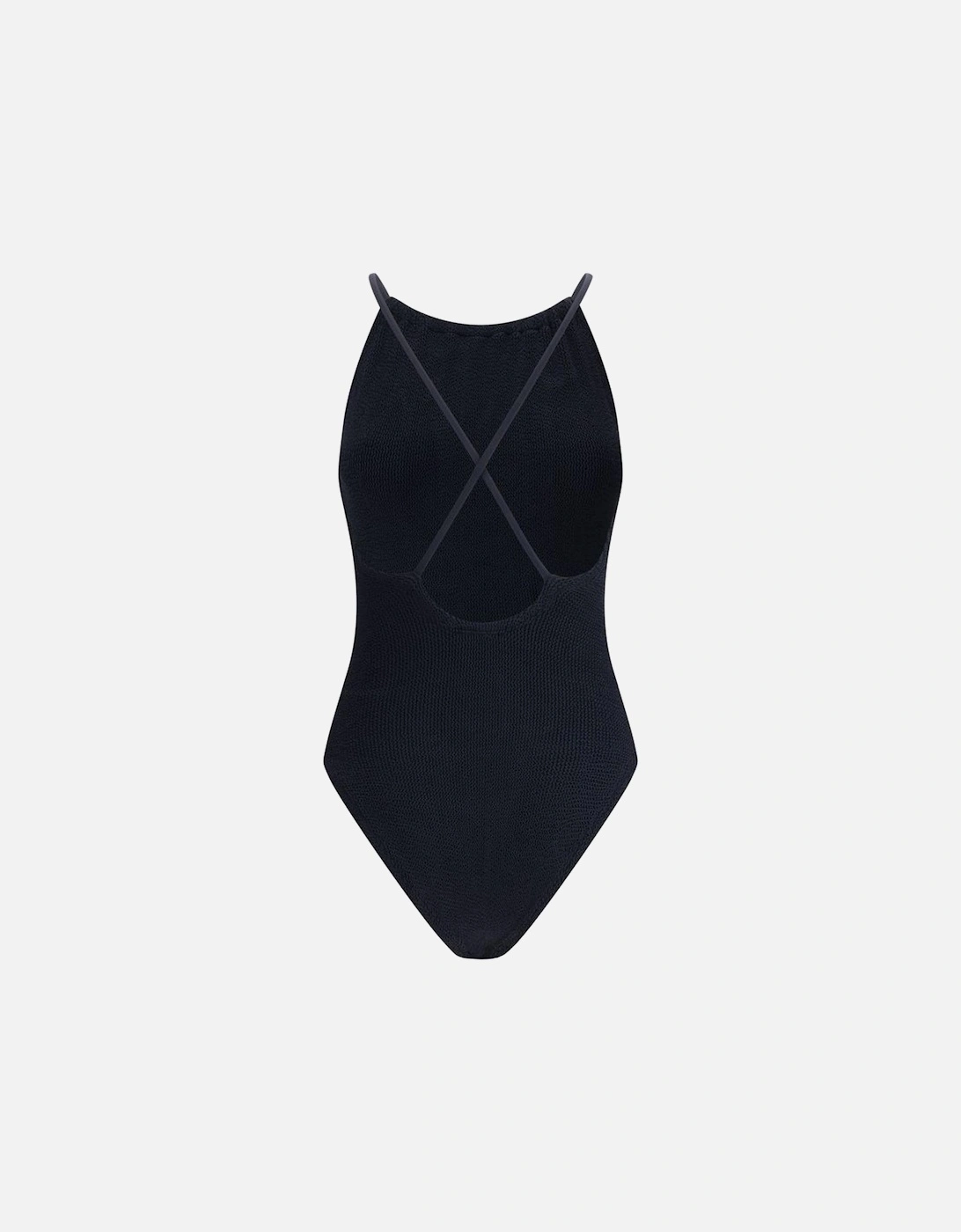 High-Neck Crisscross Back One-Piece Swimsuit Women - Black Swimwear