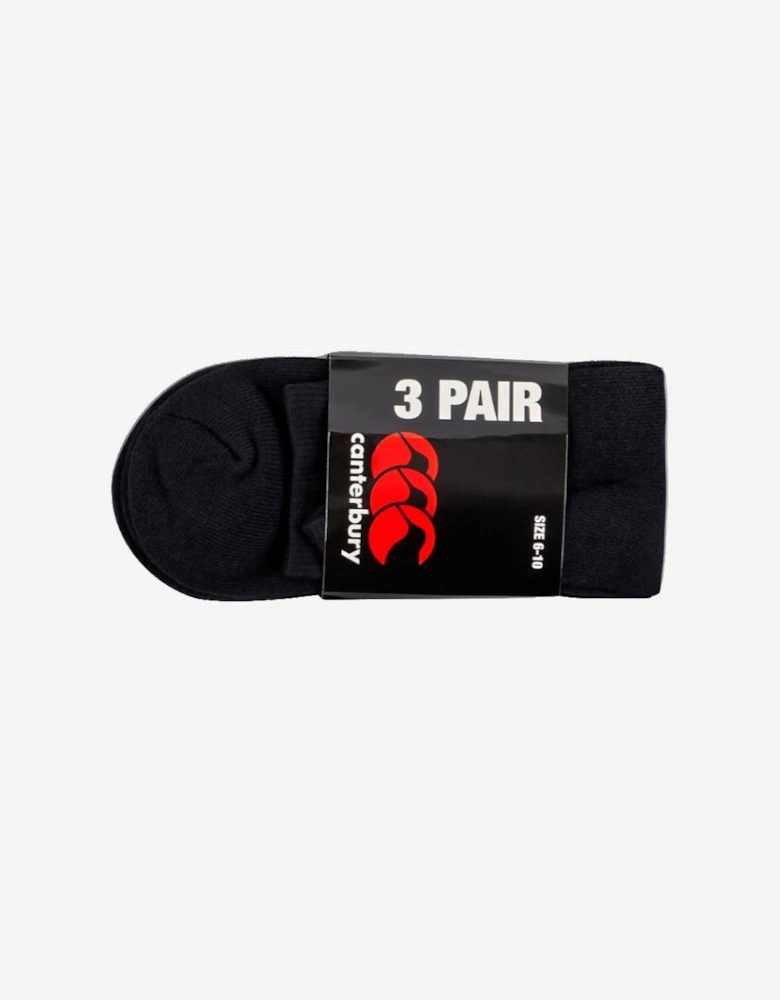 Men's Adult Unisex Crew Sock 3-Pack Black/Red
