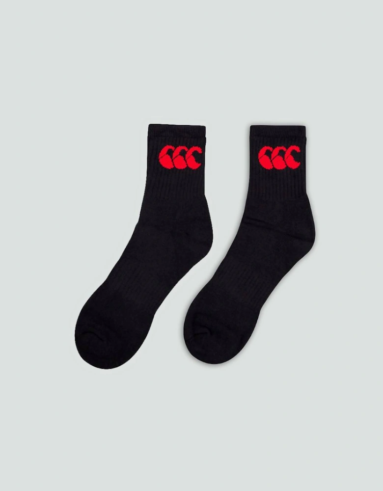 Men's Adult Unisex Crew Sock 3-Pack Black/Red