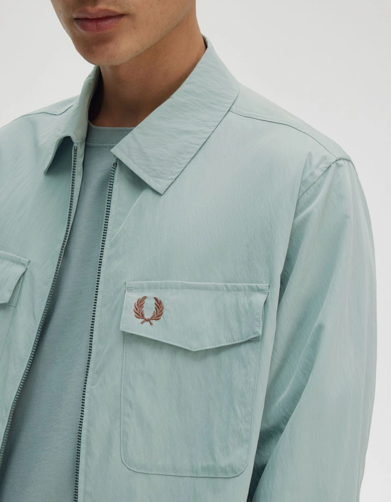 M5684 Textured Zip-Through Overshirt - Silver Blue