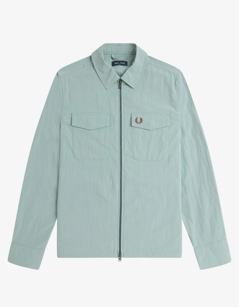 M5684 Textured Zip-Through Overshirt - Silver Blue
