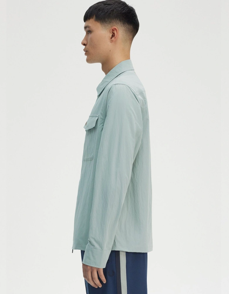 M5684 Textured Zip-Through Overshirt - Silver Blue