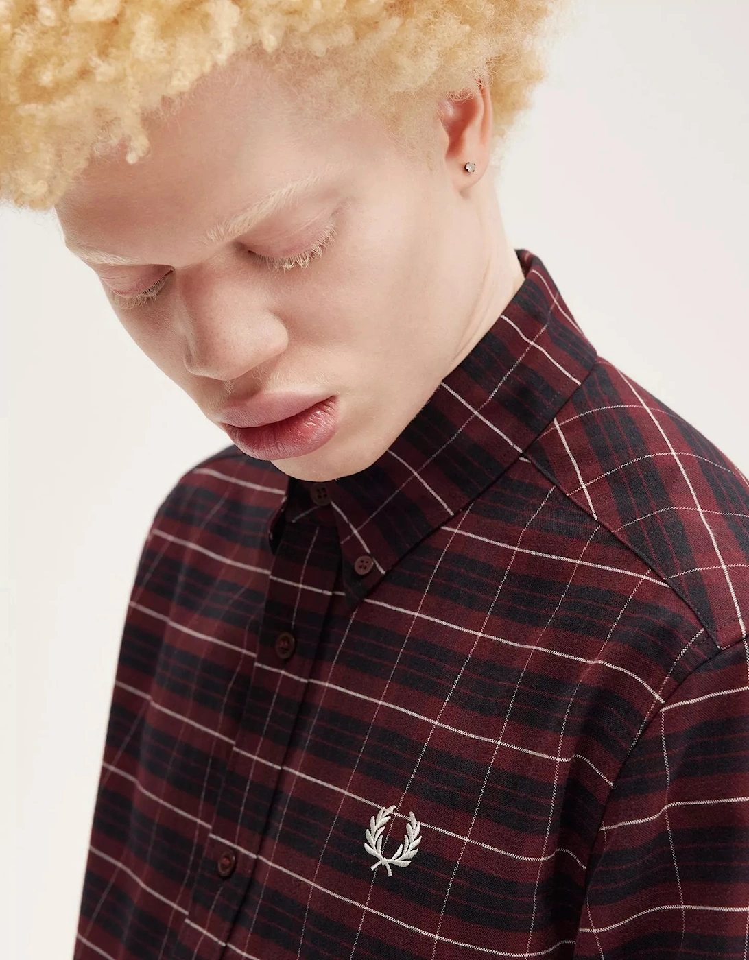 M8714 Brushed Oxford Tartan Shirt - Oxblood