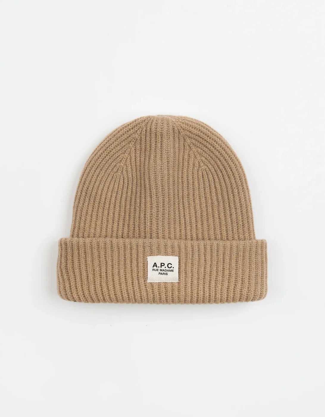 A.P.C. James Cashmere and Ultra Fine Merino Knitted Beanie Camel, 3 of 2