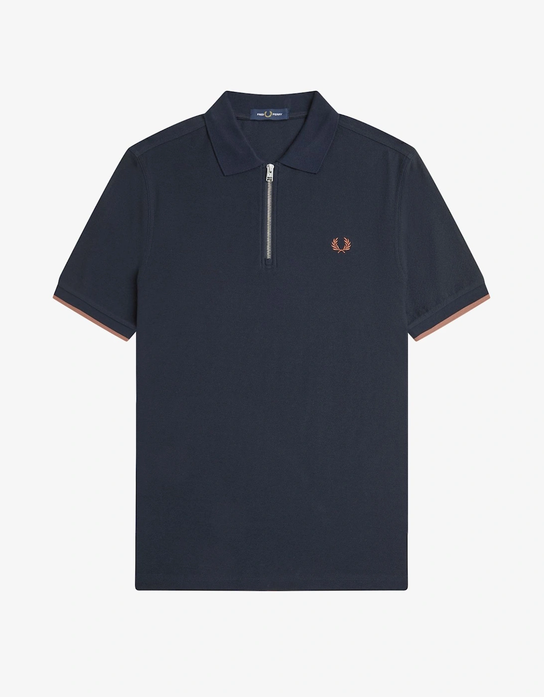 M9886 Crepe Pique Zip Neck Shirt -Navy, 7 of 6