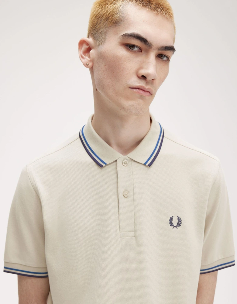 M3600 Polo Shirt Light Oyster / Blue