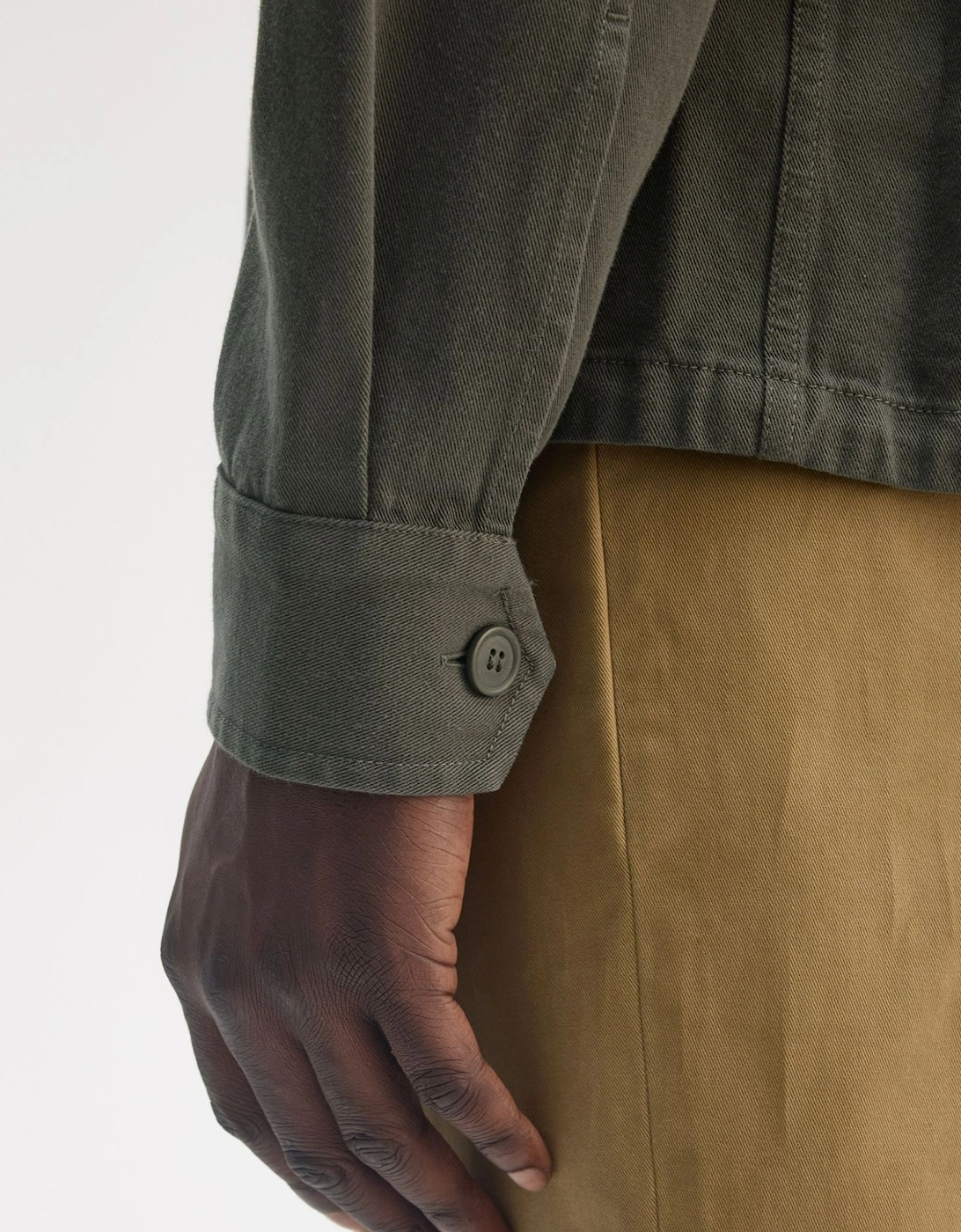 M9833 Twill Zip Through Overshirt - Field Green