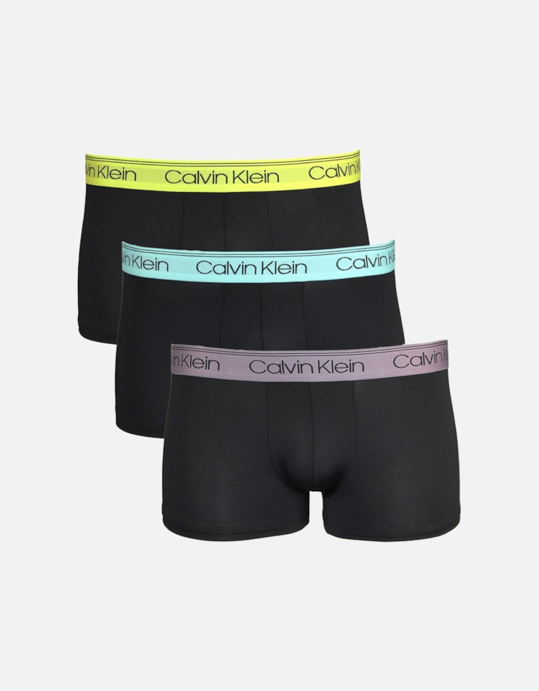 3-Pack Low-Rise Microfiber Stretch Boxer Trunks, Black