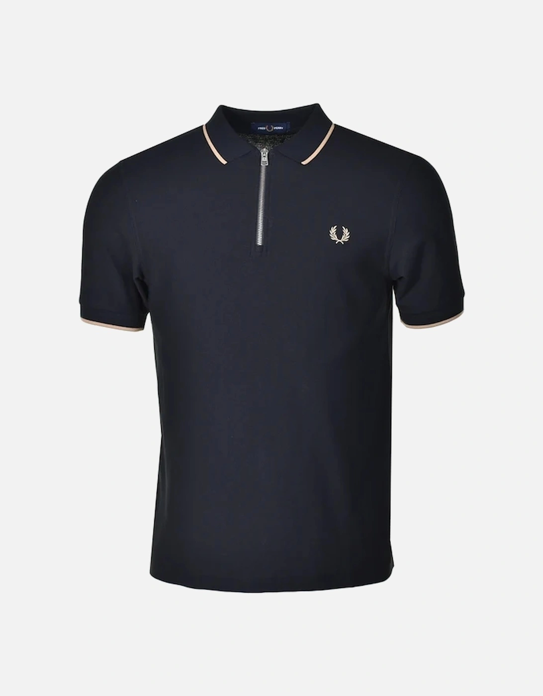 M7729 Crepe Pique Zip Neck Polo Shirt - Black, 6 of 5