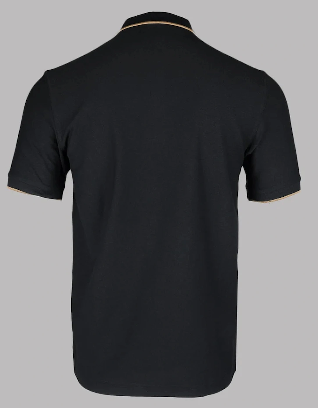 M7729 Crepe Pique Zip Neck Polo Shirt - Black