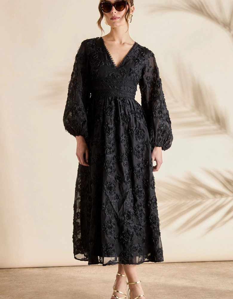 3D Texture Midi Dress