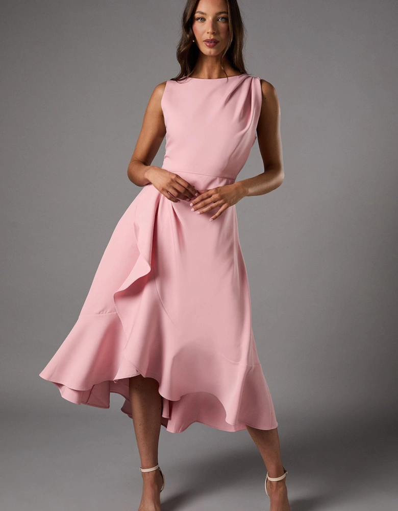 Waterfall Crepe Midi Dress
