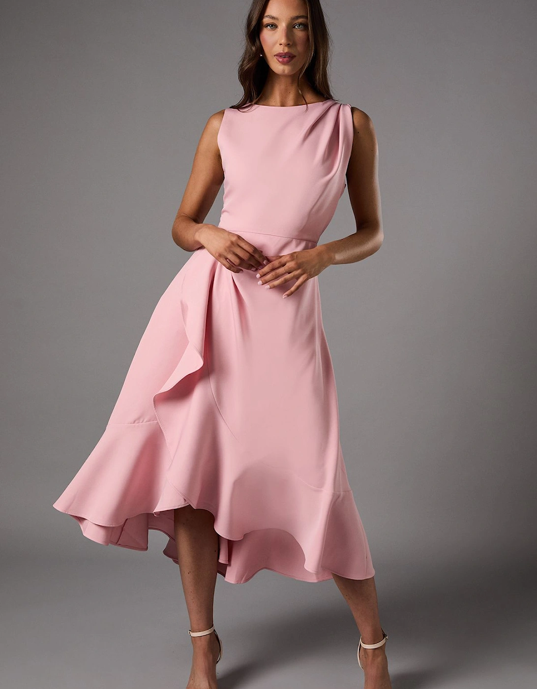 Waterfall Crepe Midi Dress, 2 of 1