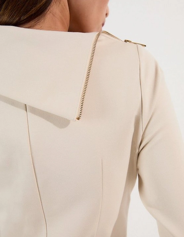 Ponte Envelope Neck Dress With Zip Split Detail