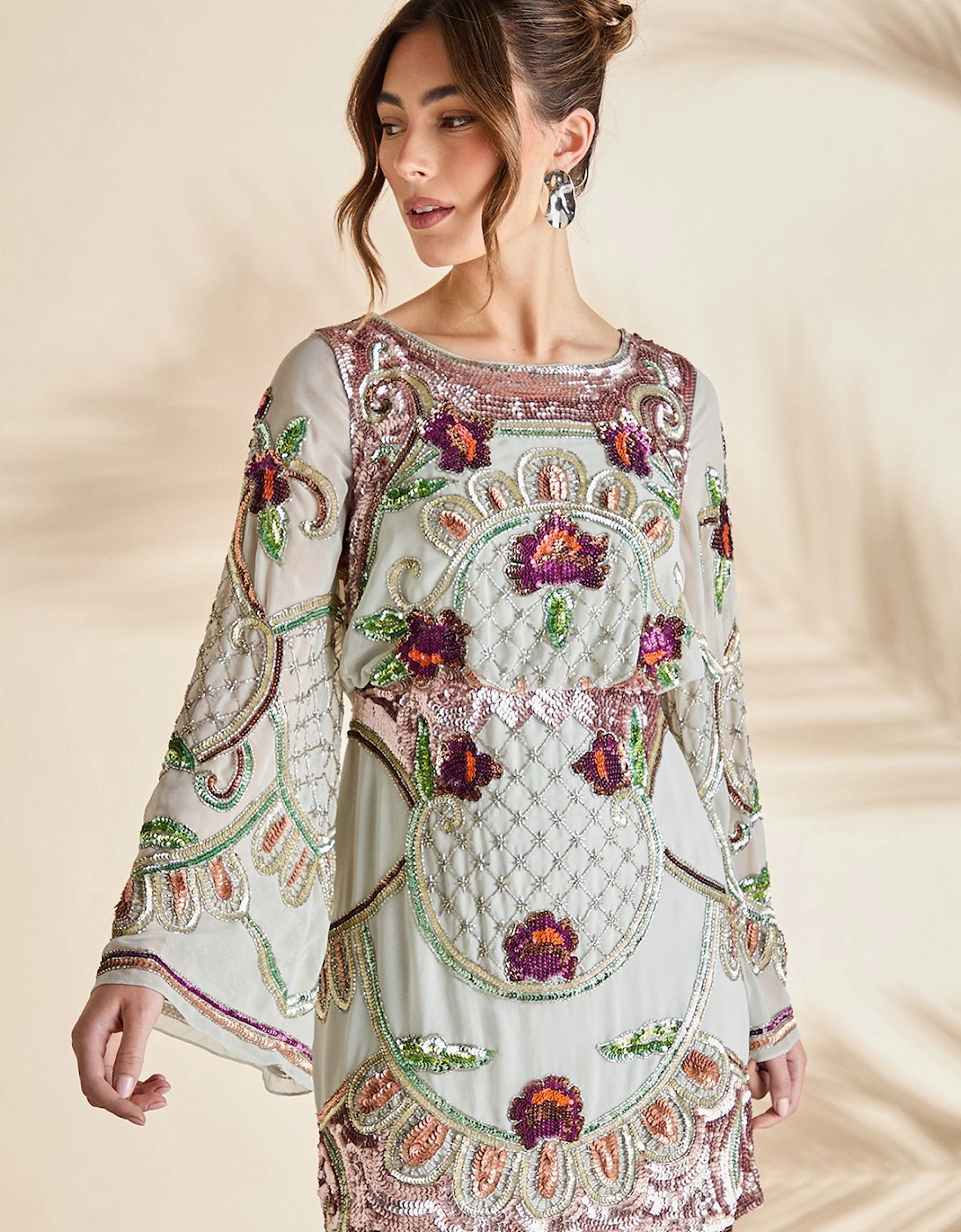 Heavily Embellished Sequin Mini Dress, 2 of 1