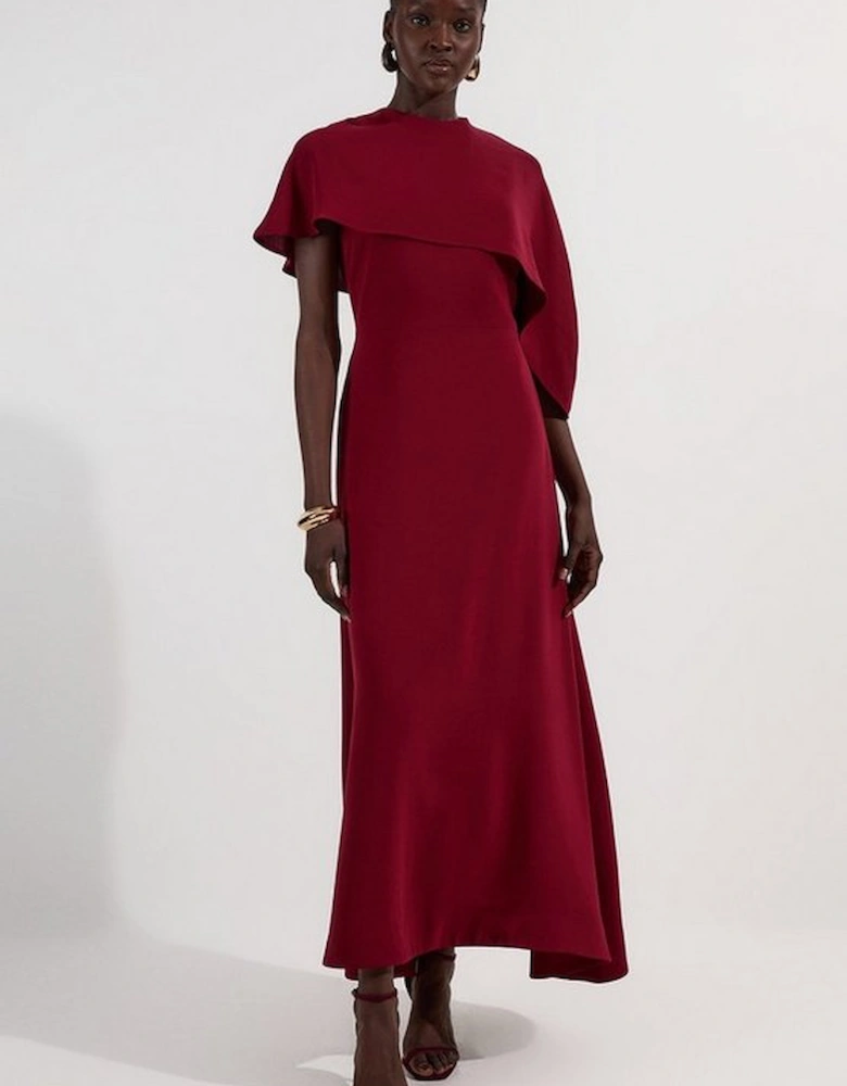 Soft Tailored Cape Detail Tailored Midi Dress