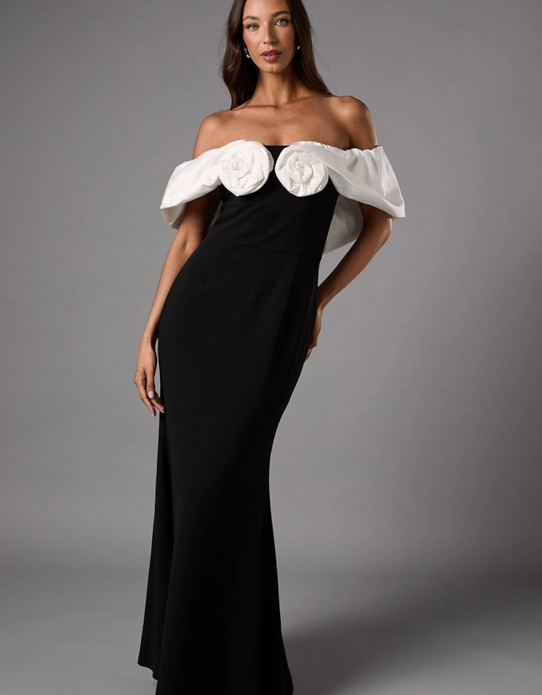 Bardot Rose Detail Maxi Dress