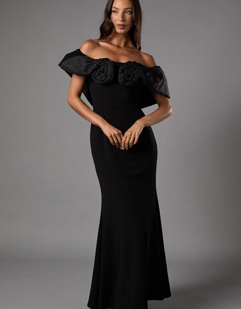 Bardot Rose Detail Maxi Dress