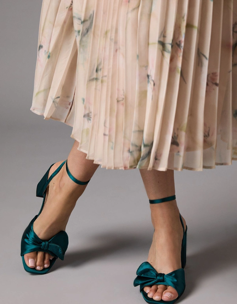 Tina Satin Soft Ruffle High Block Heel Sandals