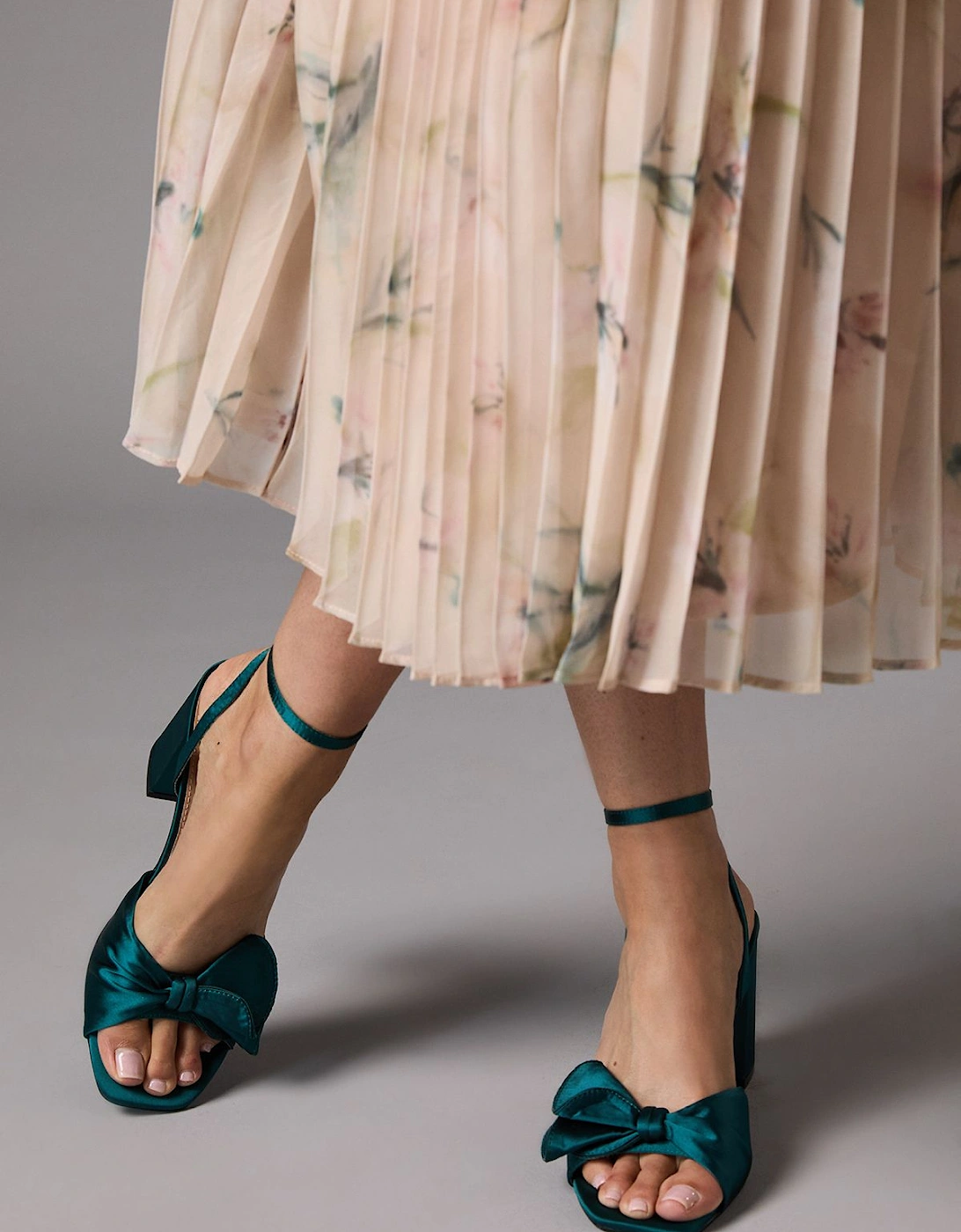 Tina Satin Soft Ruffle High Block Heel Sandals, 2 of 1