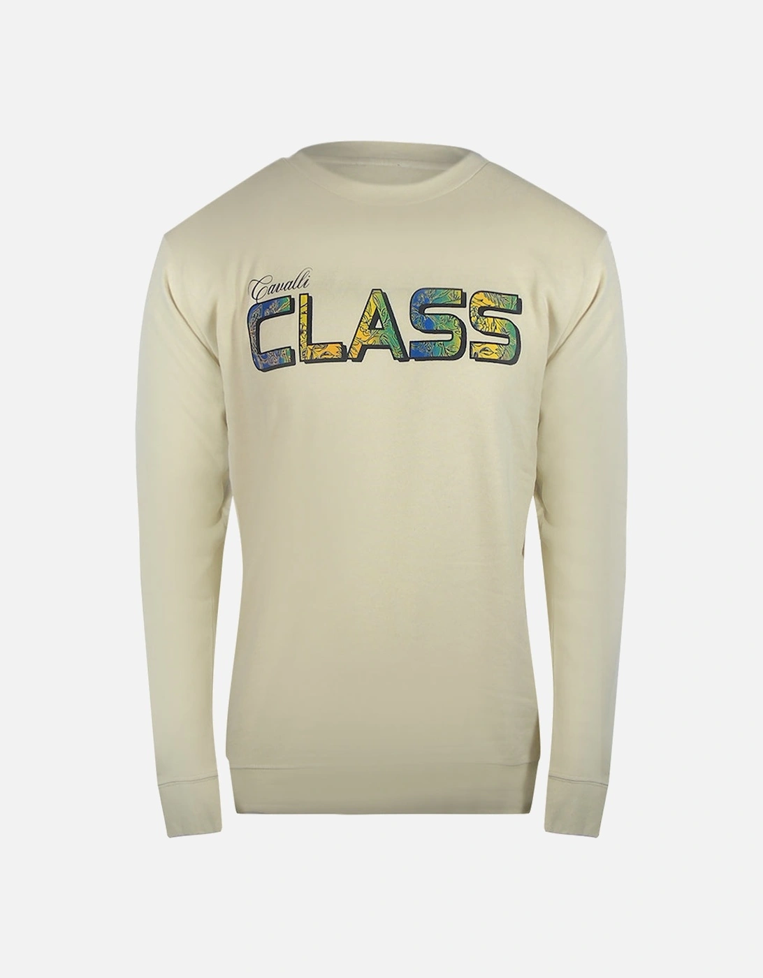 Cavalli Class Vibrant Floral Logo Beige Sweatshirt, 3 of 2