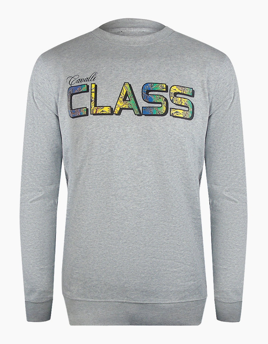 Roberto Cavalli Men's Grey Cavalli Class Vibrant Floral Logo Sweatshirt - Size: L