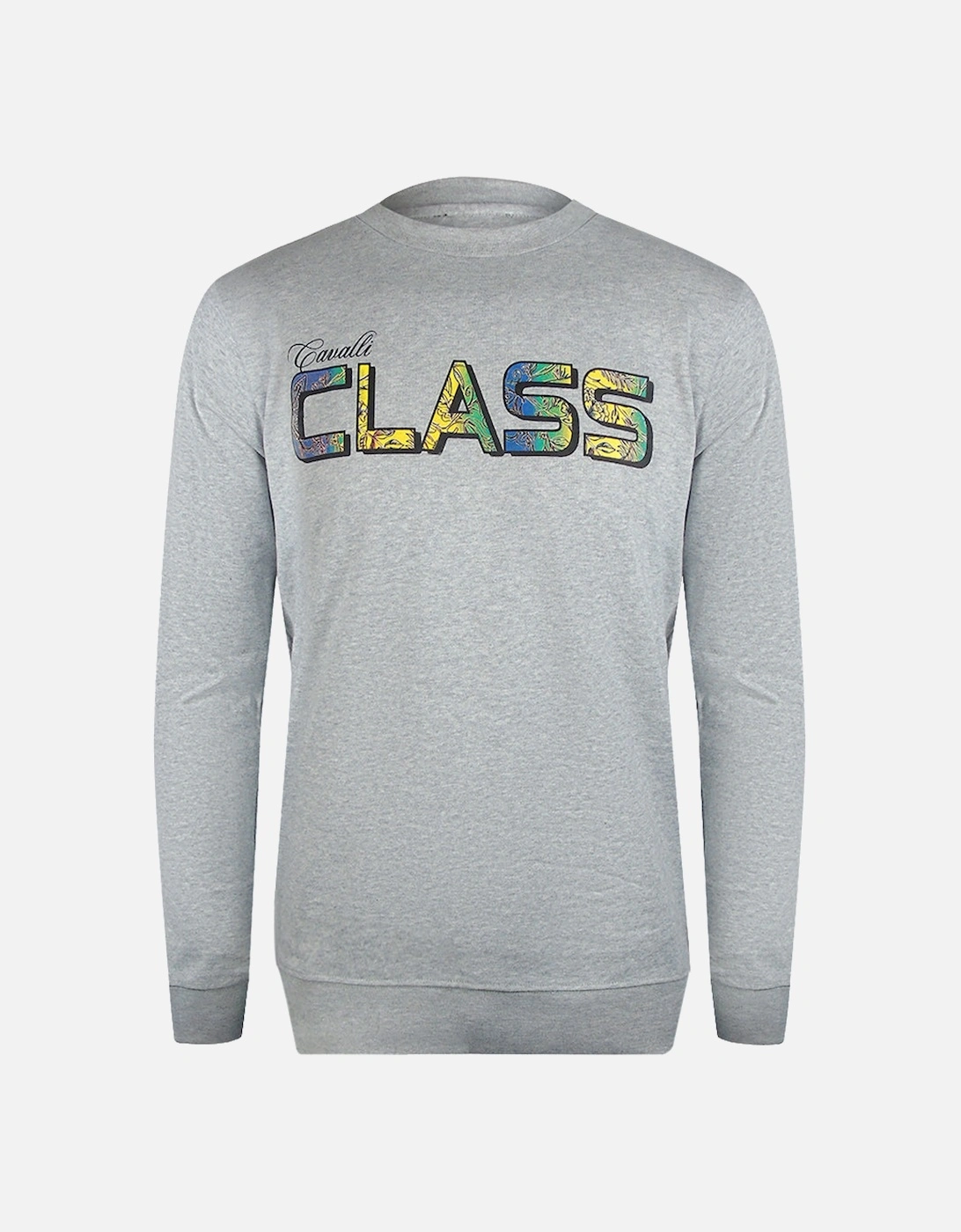Cavalli Class Vibrant Floral Logo Grey Sweatshirt, 3 of 2
