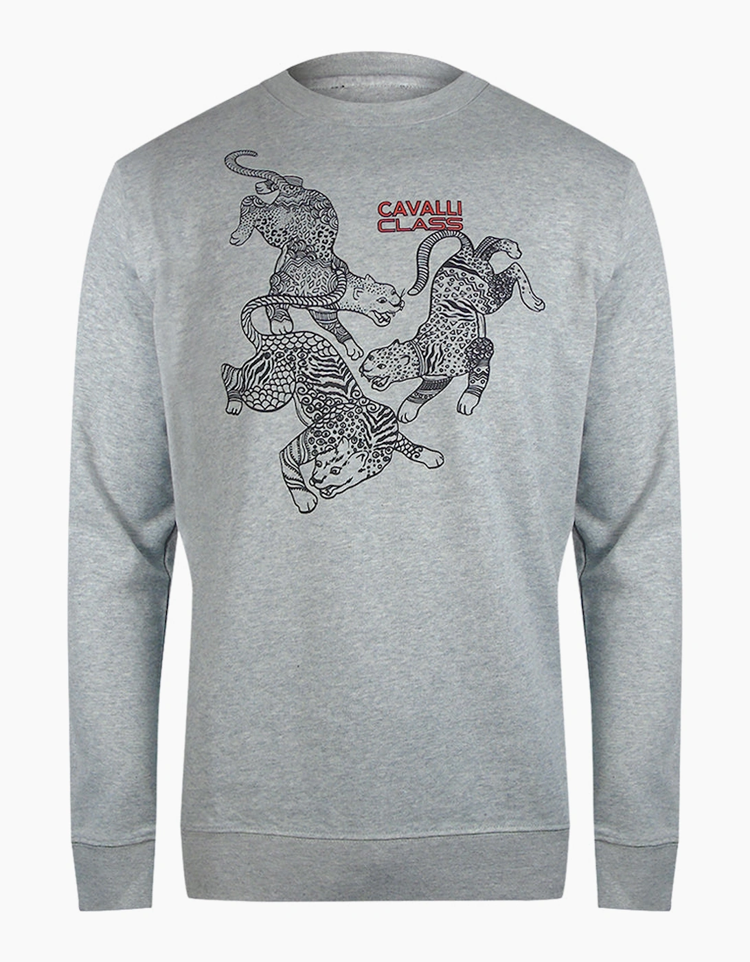 Roberto Cavalli Men's Grey Cavalli Class Paisley Leopards Design Sweatshirt - : L