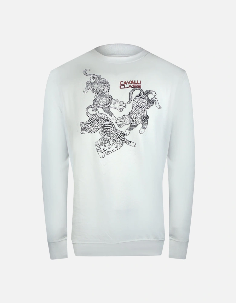 Cavalli Class Paisley Leopard Design Off White Sweatshirt