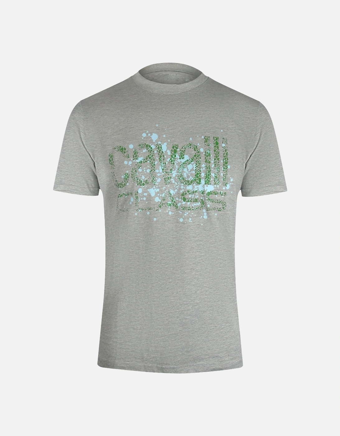 Cavalli Class Cracked Sprayed Logo Grey Melange T-Shirt, 2 of 1