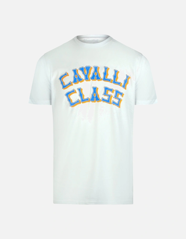 Cavalli Class Layered Logo Off White T-Shirt
