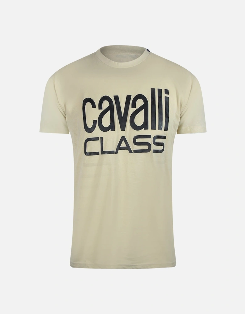 Cavalli Class Bold Logo Beige Sand T-Shirt